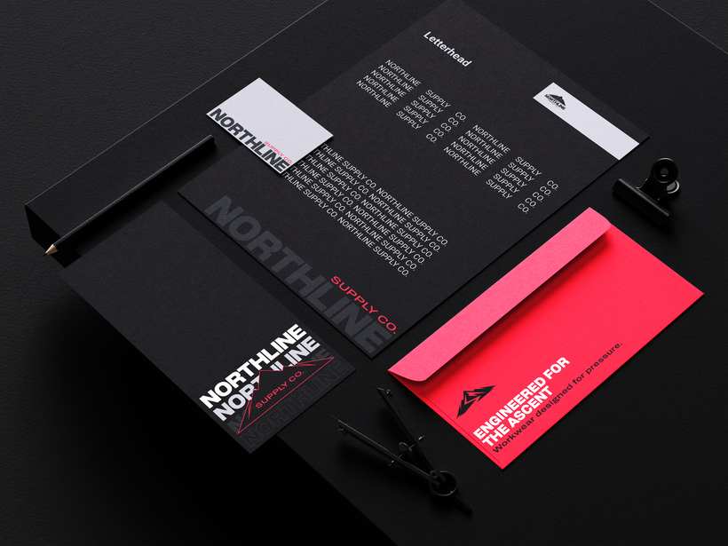 Northline identity across stationery and print